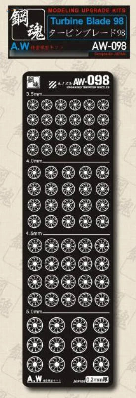 Photoetch Gundam turbine blades: black plastic 3.5-5.0mm kit