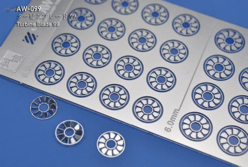 Photoetch Gundam turbine blades: 6.0mm silver decals on sheet