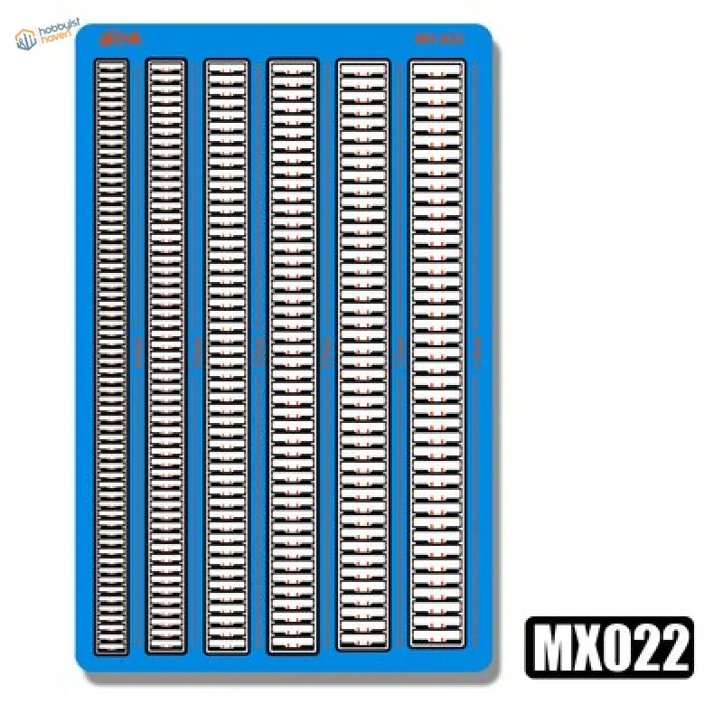 Blue photoetch heat sink tray with rows of silver components for scale models