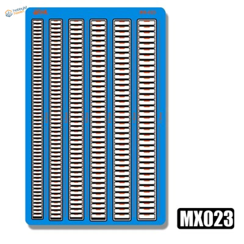 Blue plastic tray of photoetch heat sink pins for scale models