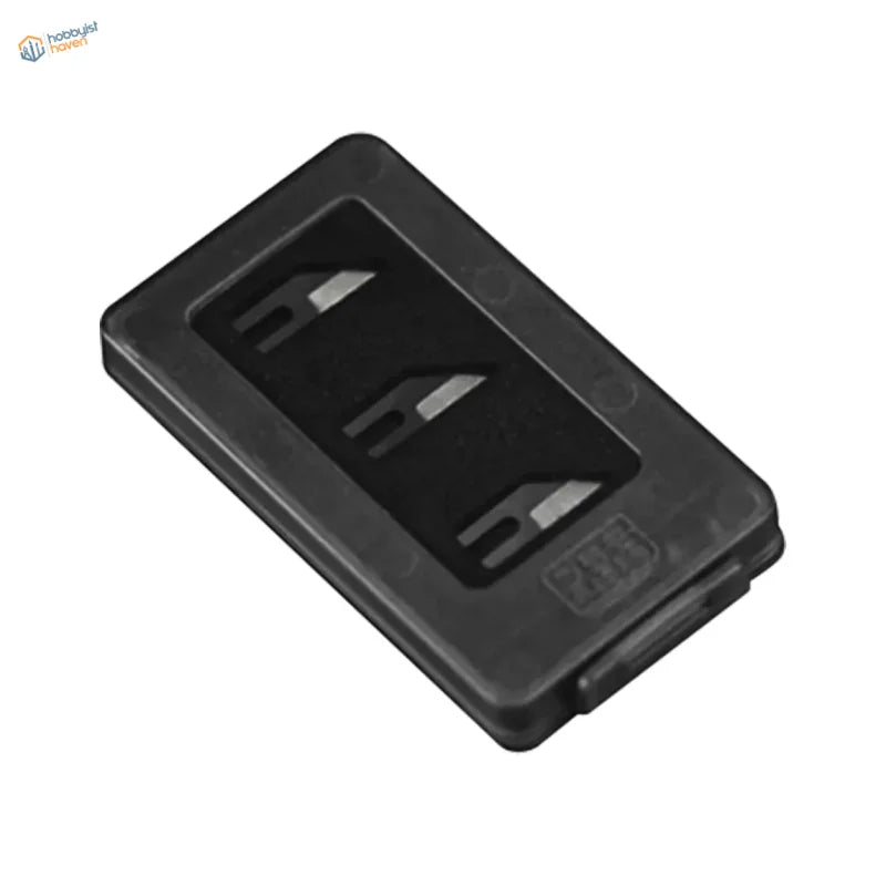 Plamokojo 3-piece spare tungsten blade set in its hinged storage case