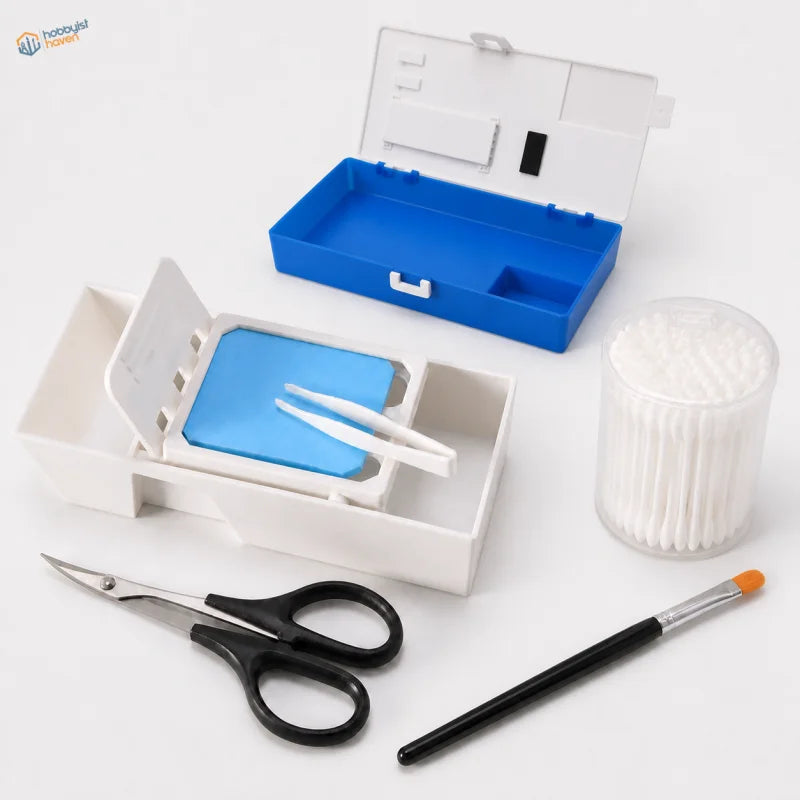 Plamokojo Full Decal Workstation Set with open blue tool storage case