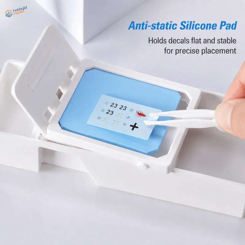 Plamokojo anti-static silicone pad holding water-slide decals for precise placement