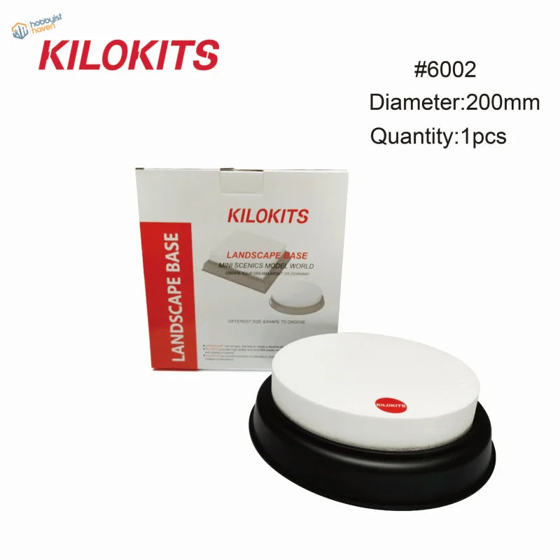 Kilokits #6002 white circular eps hard foam base with black pedestal