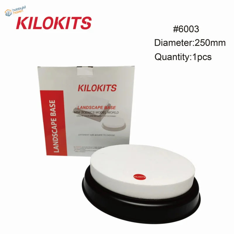 White and black Kilokits eps hard foam circular diorama base