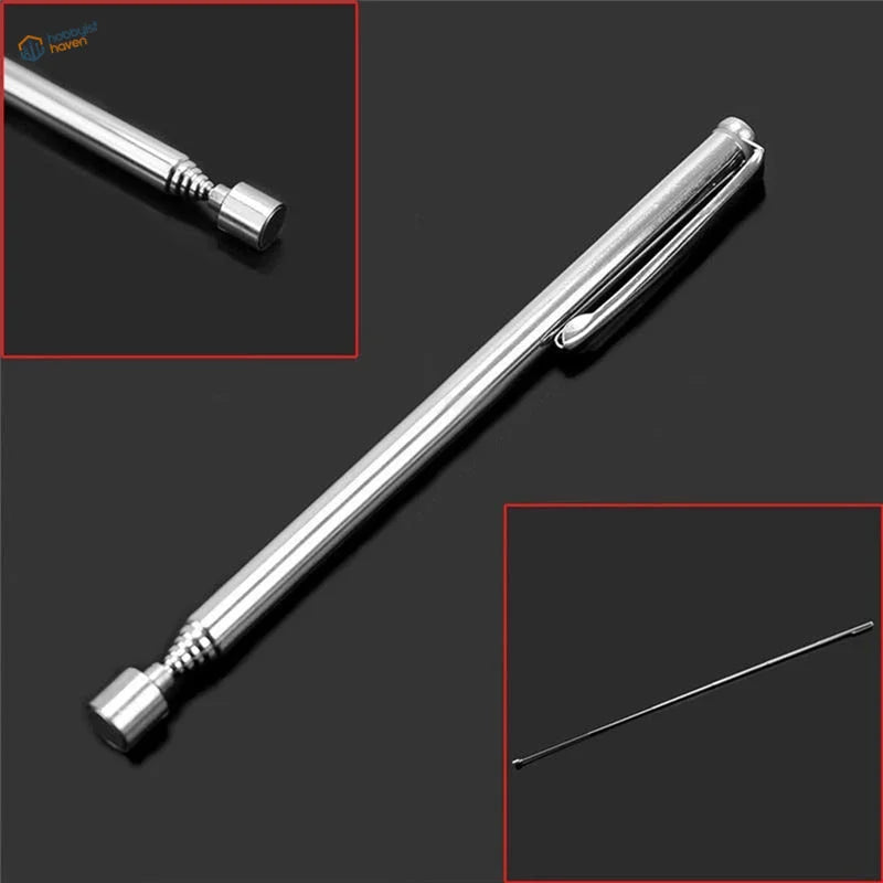 Portable telescopic magnetic pen with silver stainless steel probe
