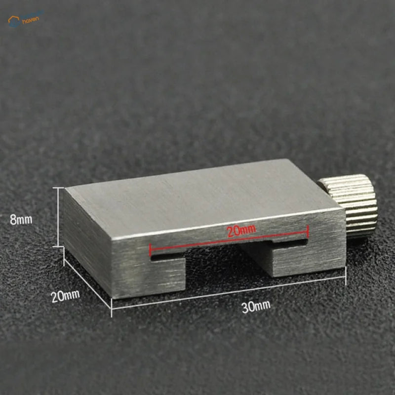 Silver positioning block clamp for carbon steel ruler with knurled knob