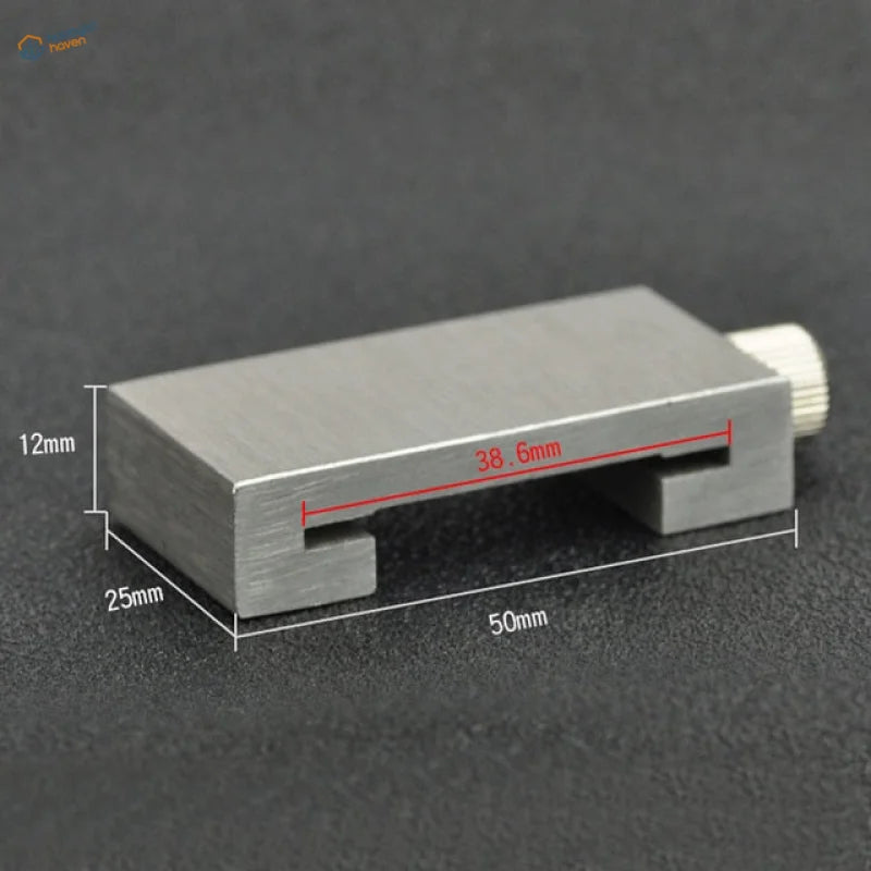 Silver positioning block for carbon steel ruler with knurled knob
