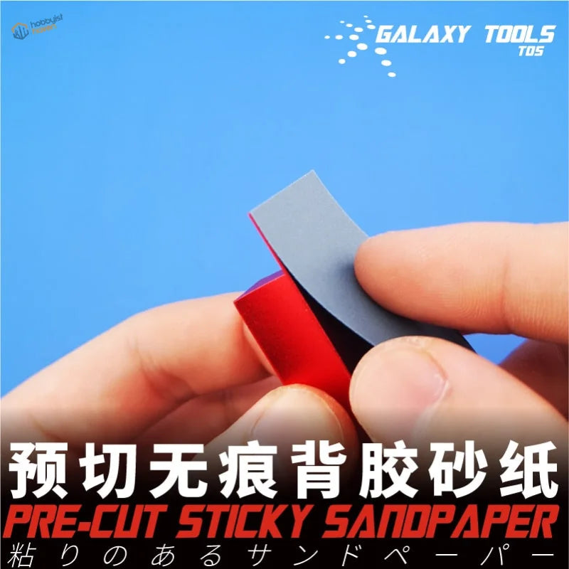 Pre-cut adhesive sandpaper strips for the polishing tool