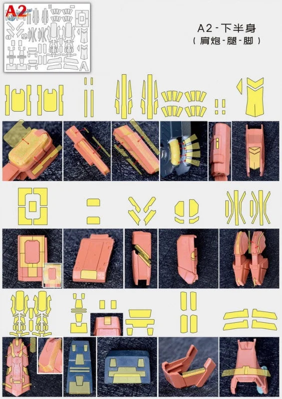 Pre-cut masking tapes set for MG Jesta Cannon AEther: pink yellow Gundam A2 lower body parts