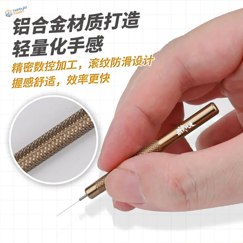 Precision glue dispensing stick in rose gold aluminum with needle tip
