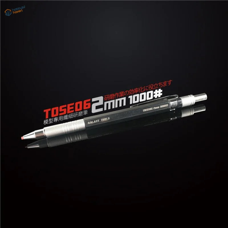 Precision sanding stone pen with black silver tose 06 pencil and 2mm lead tip