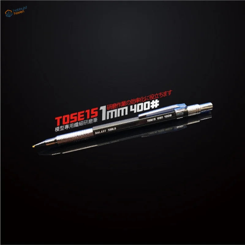 Precision sanding stone pen with sleek black silver 0.4mm lead tip