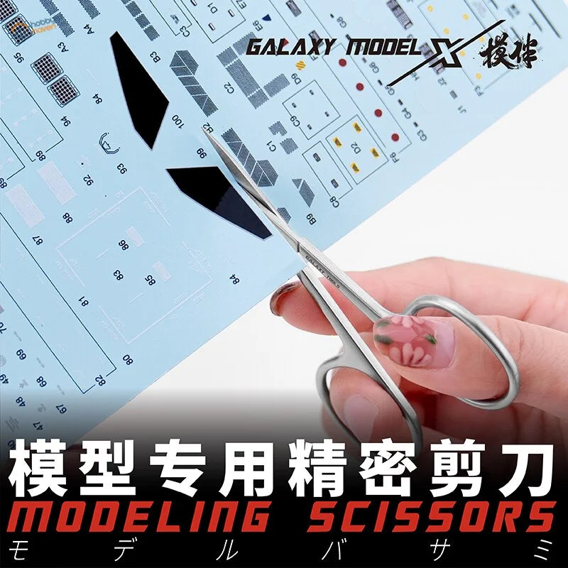 Precision scale modeling scissors with silver rounded handles and fine blades