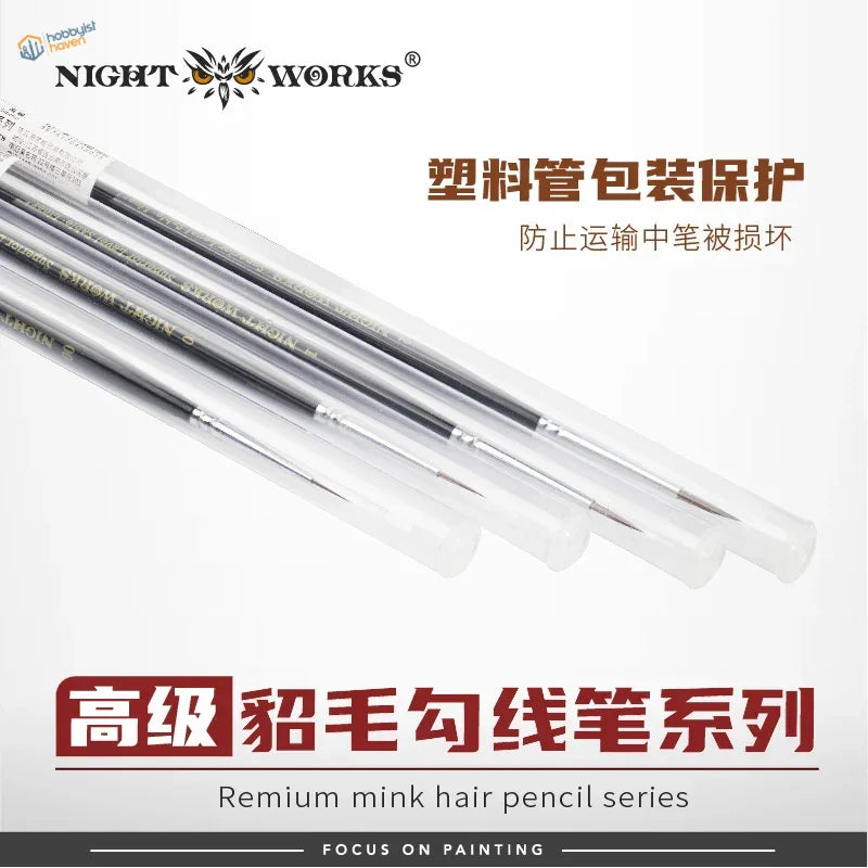Premium mink brushes in clear tubes with metallic ferrules