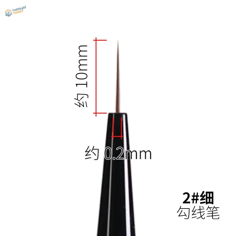 Ray Studio ultra-fine modeling brushes black 2# fine line brush 10mm pointed tip