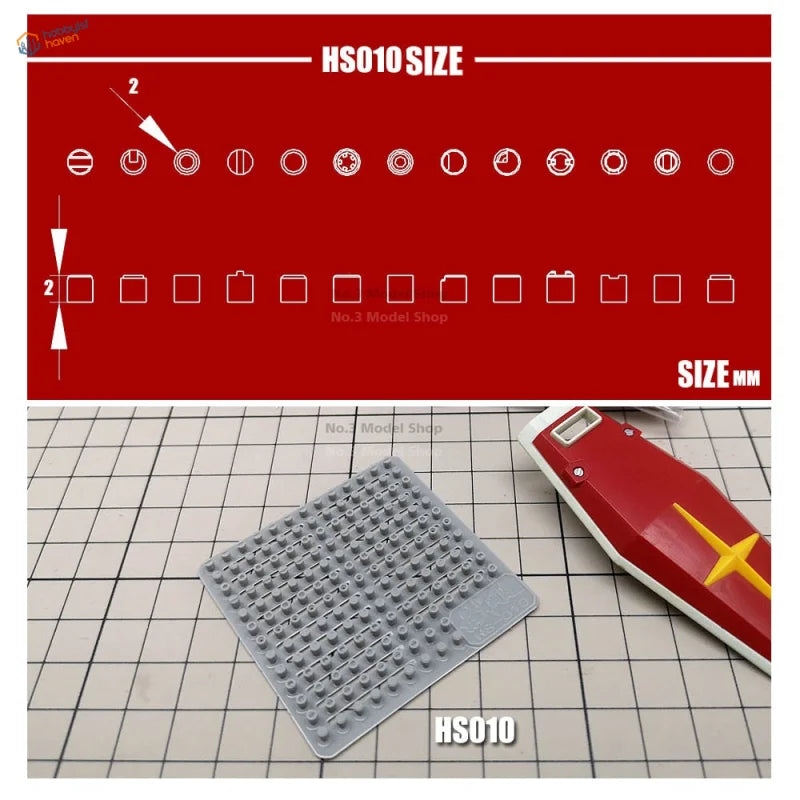 Gray HS010 resin screws accessory sheet with studs for Gundam models