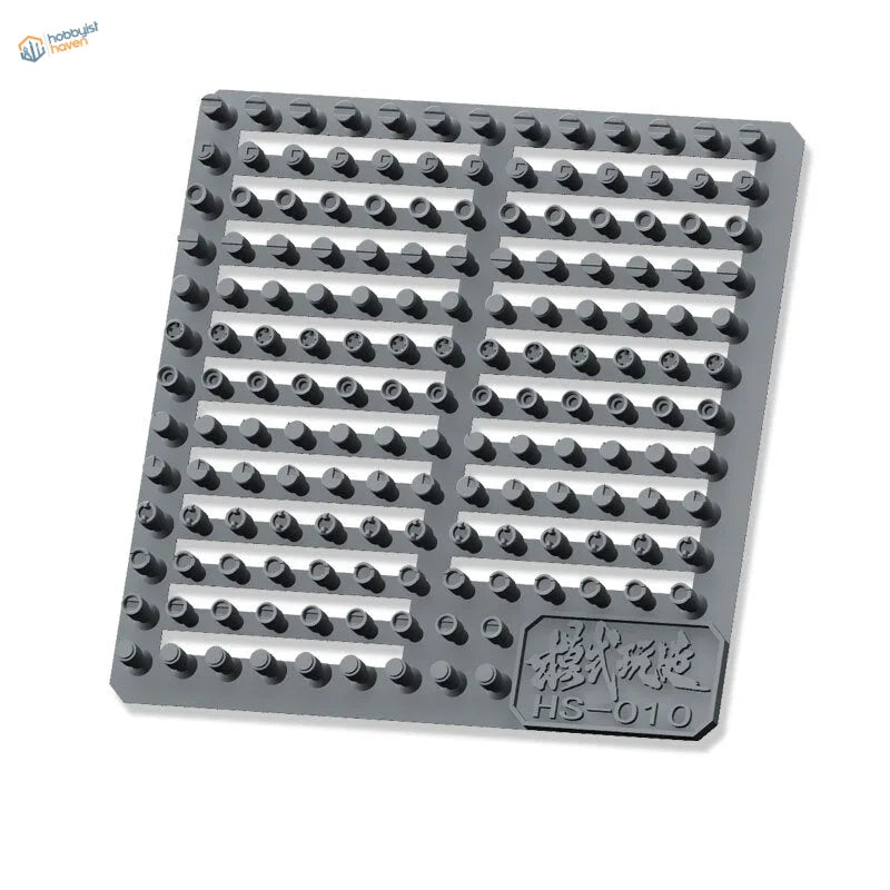 Gray HS-010 baseplate with studs and Chinese text for resin screws model kits