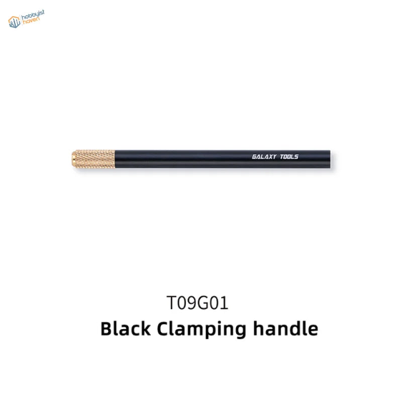 Black rivet making tool handle with textured gold cap and Galaxy Tools branding