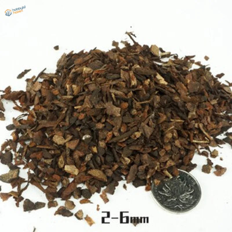 Rock-simulating tree bark tobacco flakes for scale modeling dioramas
