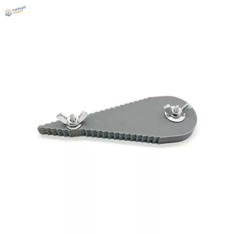 Gray plastic rod bending tool with silver wing nuts