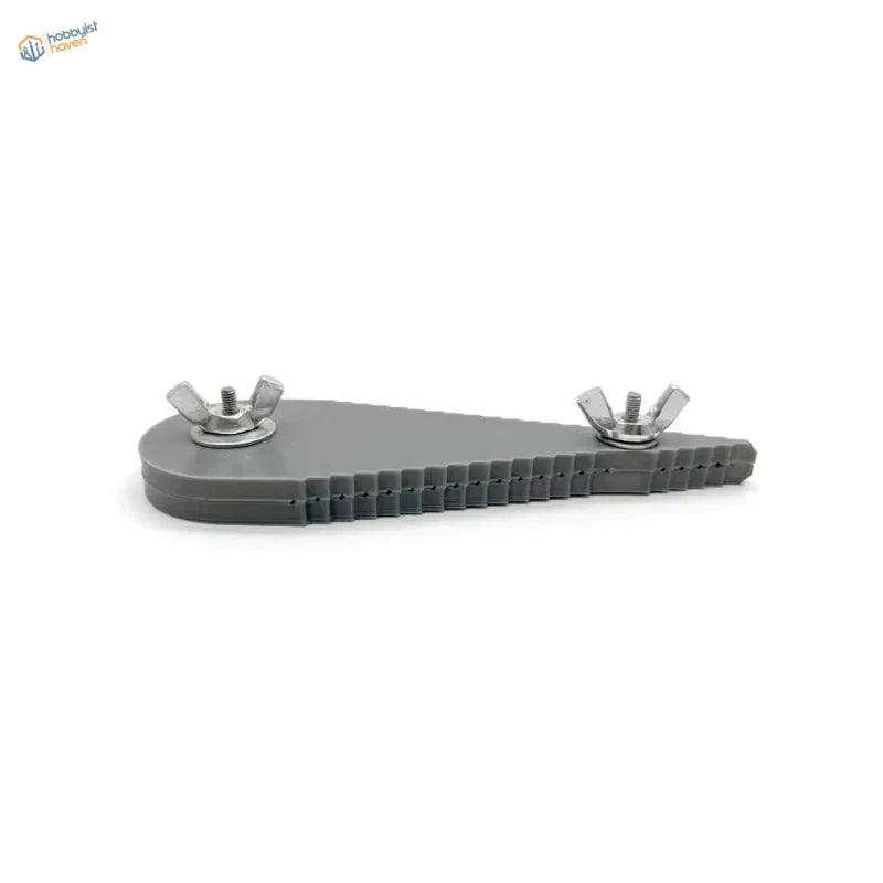 Gray plastic rod bending tool with silver wing nuts