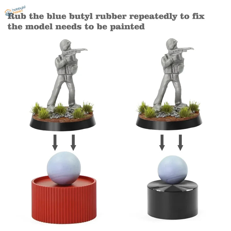 Gray soldier figure on rotating handle for figure painting and scale modeling tools