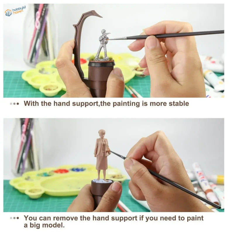 Brown plastic rotating handle for figure painting and scale modeling tools