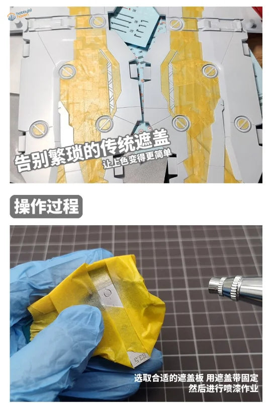 Yellow round shape airbrush template with silver accents and cutouts