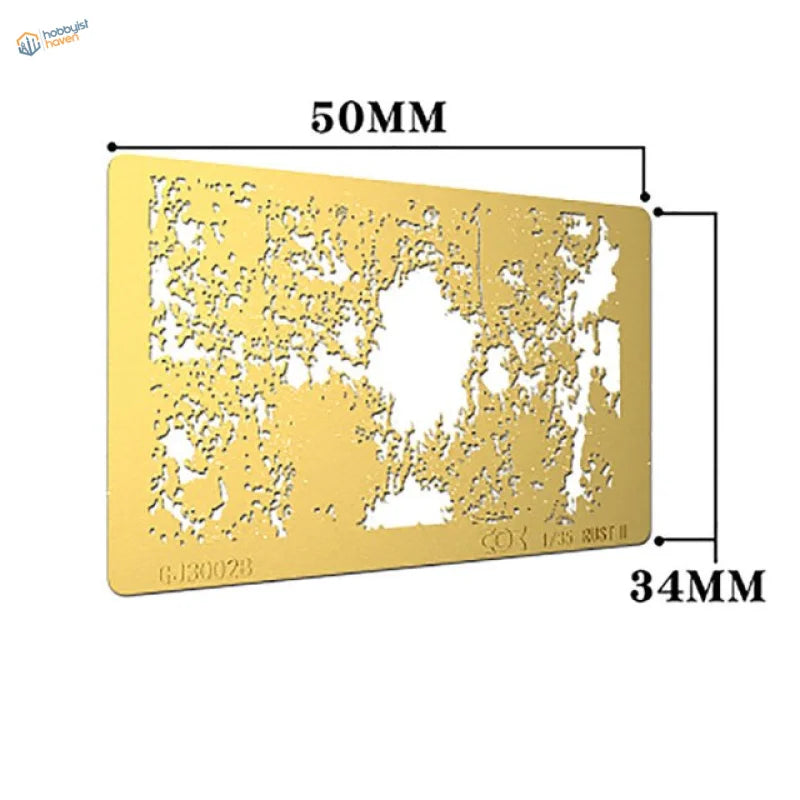 Gold corrosion stencil 50mm x 34mm for scale modeling tools