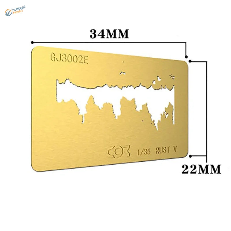 Gold city skyline corrosion stencil for scale modeling tools