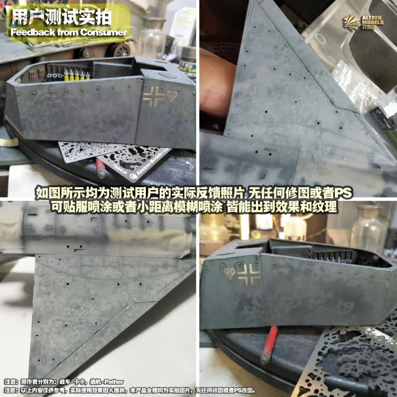 Gray metallic model airplane fuselage with cross insignia for rust mold scale modeling