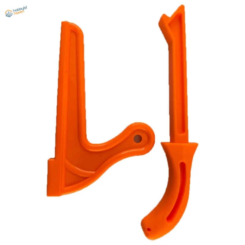 Bright orange ergonomic push blocks and push sticks with standard width grips
