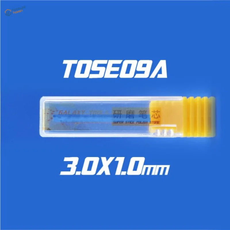 Yellow-tipped tose 09a sanding pen refill stone in clear case, 3.0x1.0mm