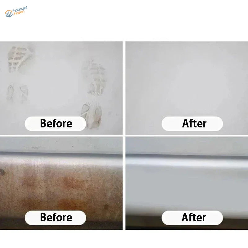 Premium sandpaper set before-and-after: removes shoe prints and rust stains