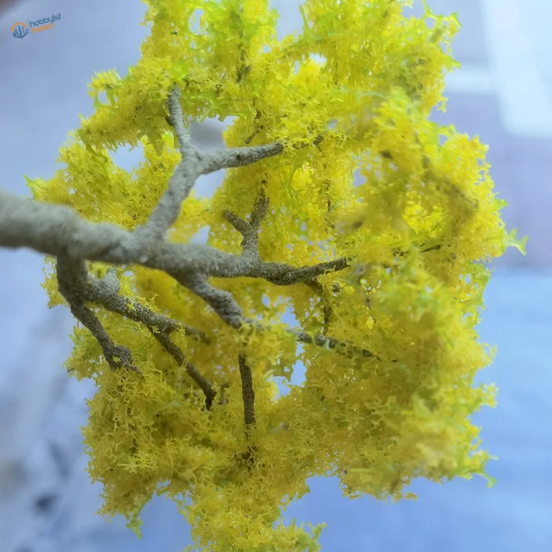 Vibrant yellow textured mossy branch for scale model trees