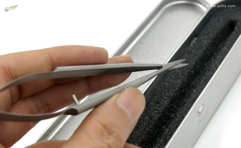 Silver precision tweezers with textured grips for Scissors For PE Parts