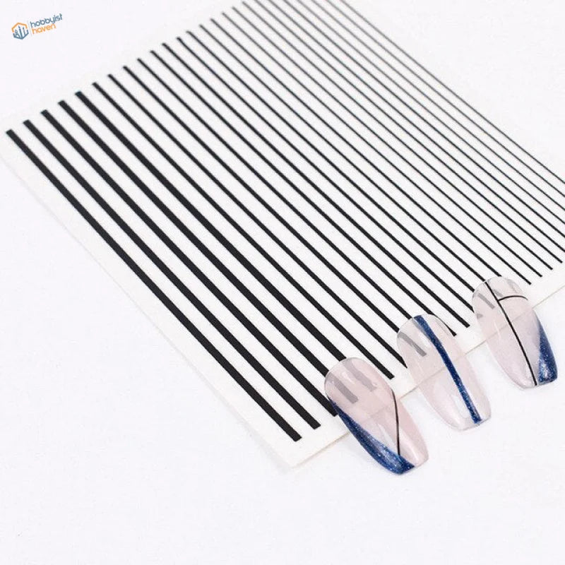 Clear blue glitter stripe stickers with black diagonals for scale modeling