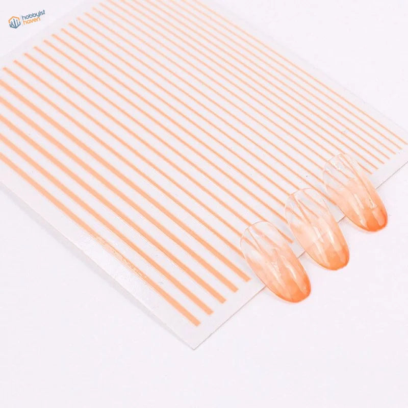 Peach gradient stripe stickers for scale modeling on 4 nails