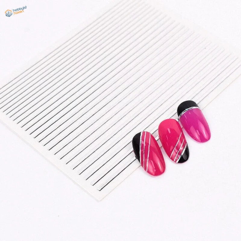 Pink and black stripe stickers for scale modeling on white sheet
