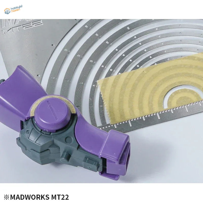 Madworks MT22 purple gray plastic handle for circle arcs mask tape cutting stencil