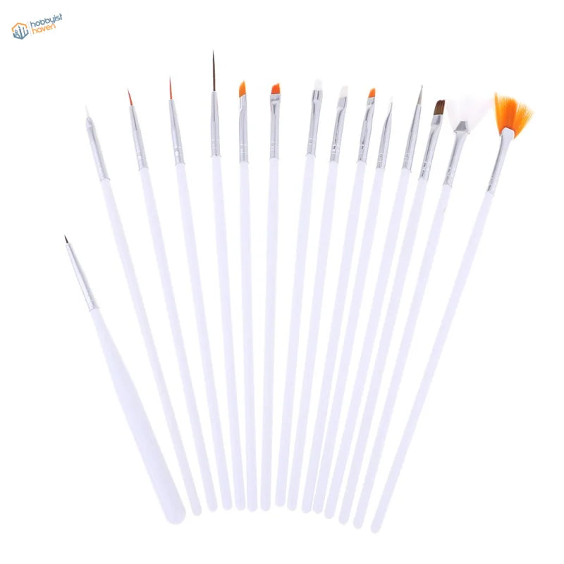Set of 15 special shape brushes with white handles for scale modeling