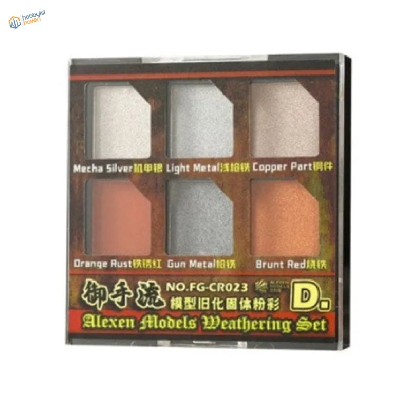 Alexen weathering pigments metallic set of 6 rust shades in compact pack