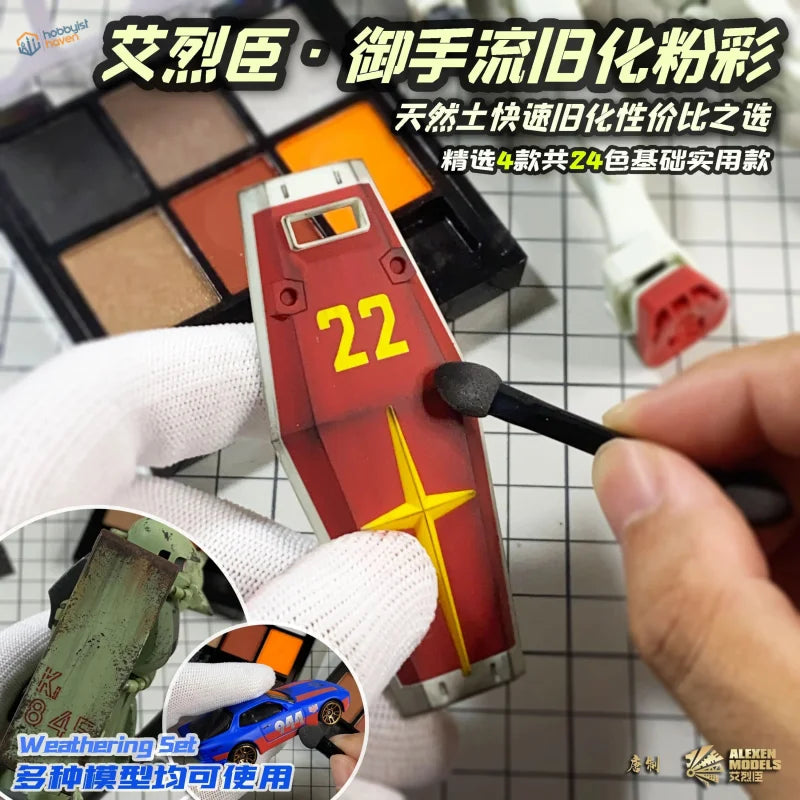 Red and yellow weathering pigments rust set with panel 22 star insignia