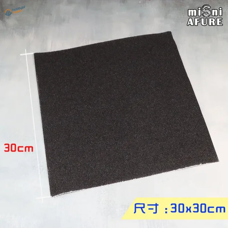 Black 30cm x 30cm simulated asphalt sticker rubber mat with granular texture