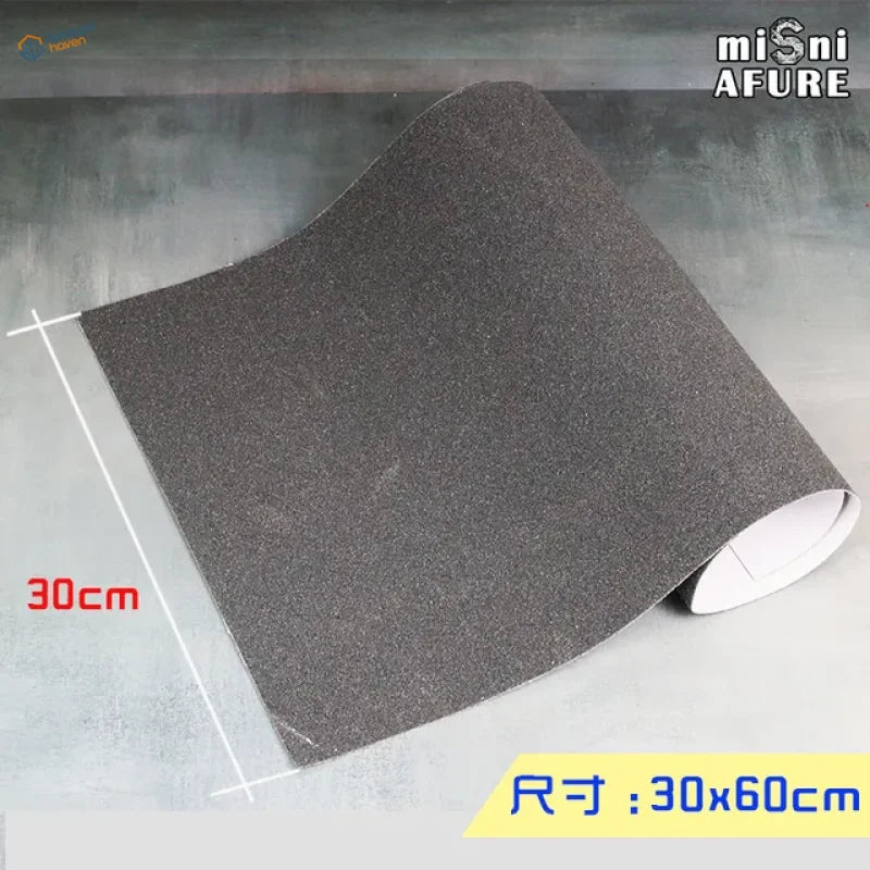 Dark gray textured simulated asphalt stickers, 30cm x 60cm grip tape