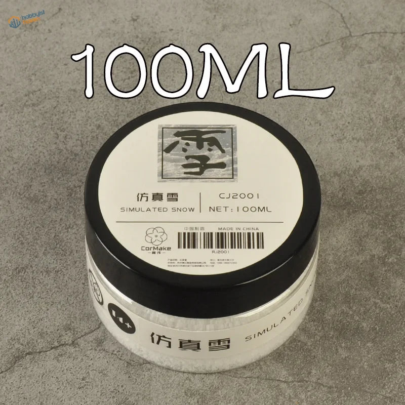 100ml Simulated Snow in white cylindrical container with black lid for scale modeling tools