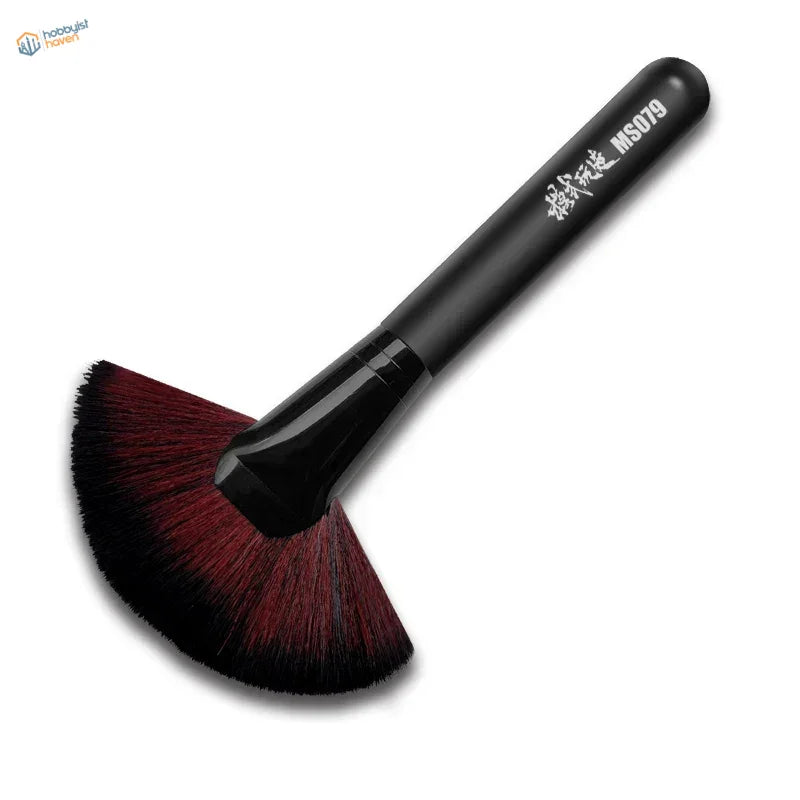 Soft fan model cleaning brush with black handle and red-to-black gradient bristles