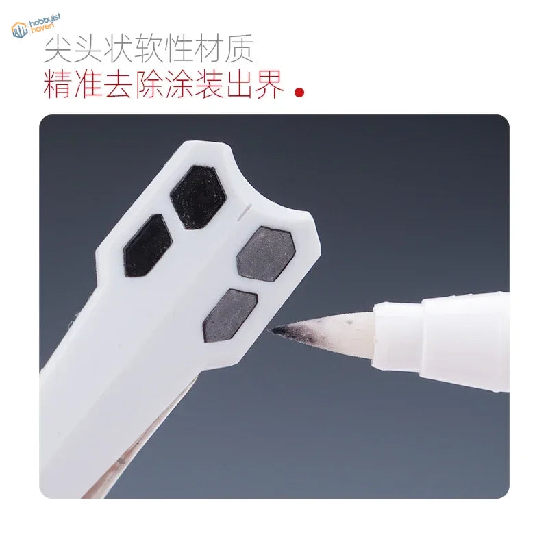 White plastic precision paintbrush with pads on Soft-tipped Panel Liner Cleaner