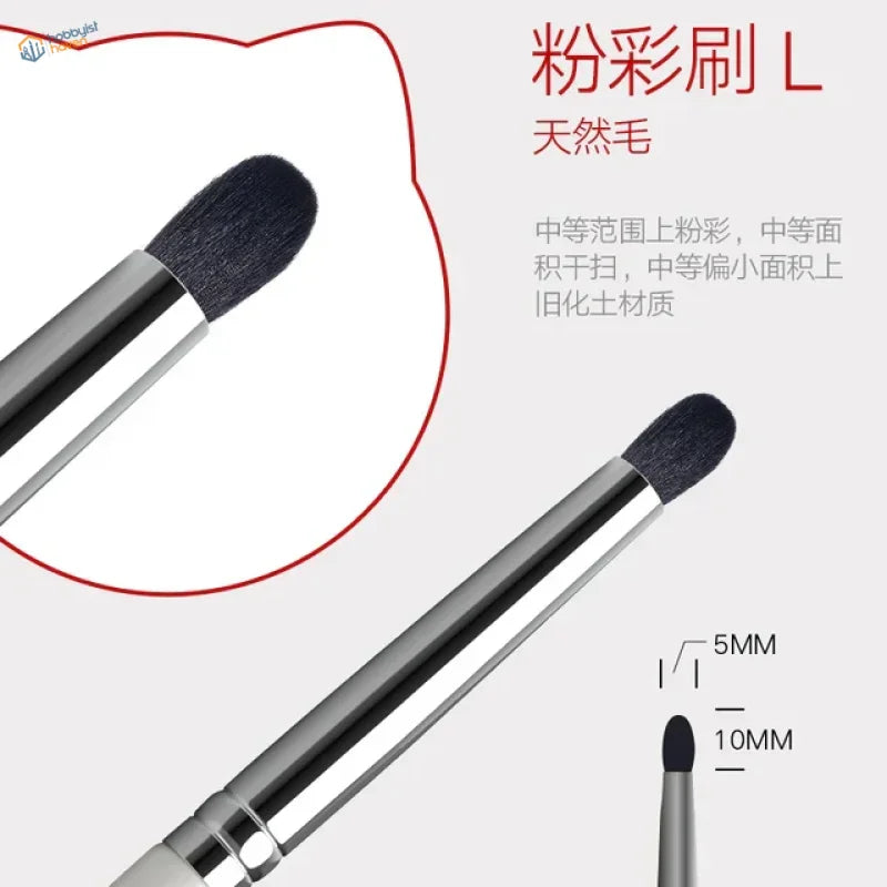 Silver-handled soft weathering brush with black dense natural bristles